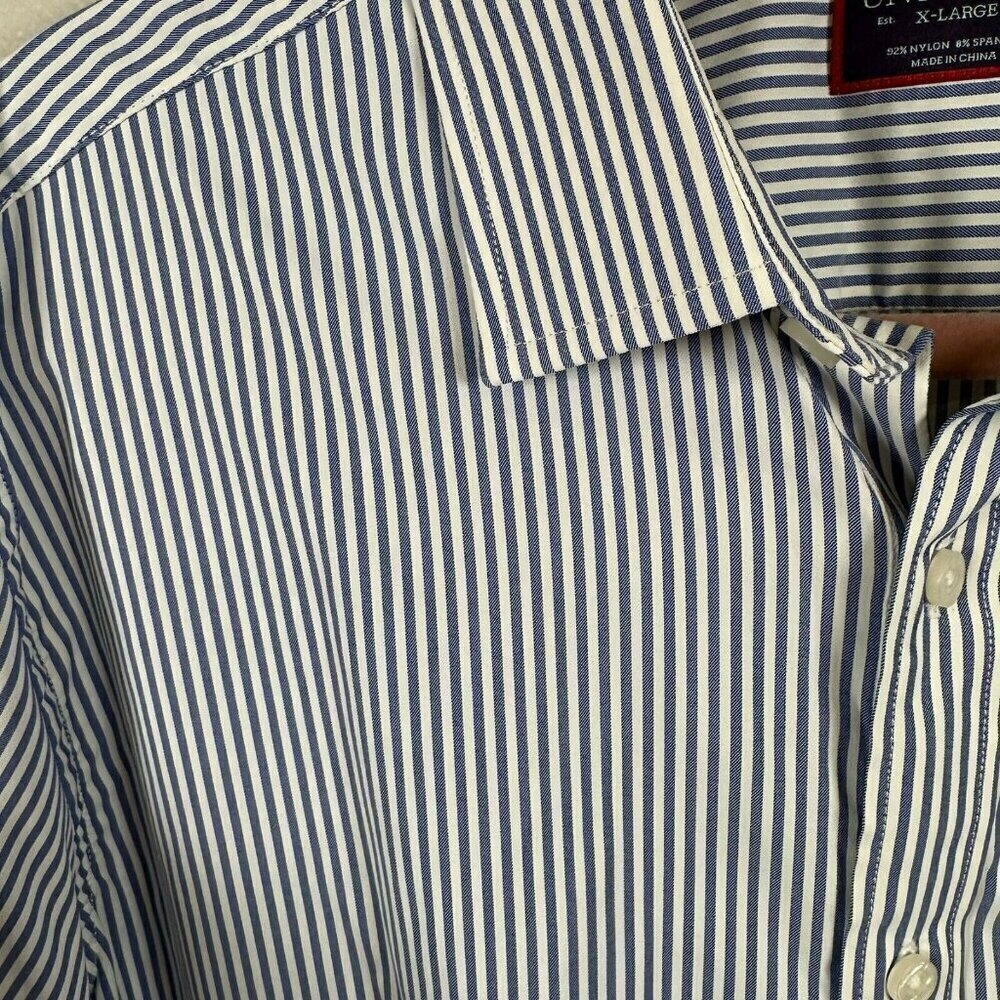 UNTUCKit Button Down Dress Shirt Mens XLarge Blue Stripe Performance Career Work - Picture 4 of 10